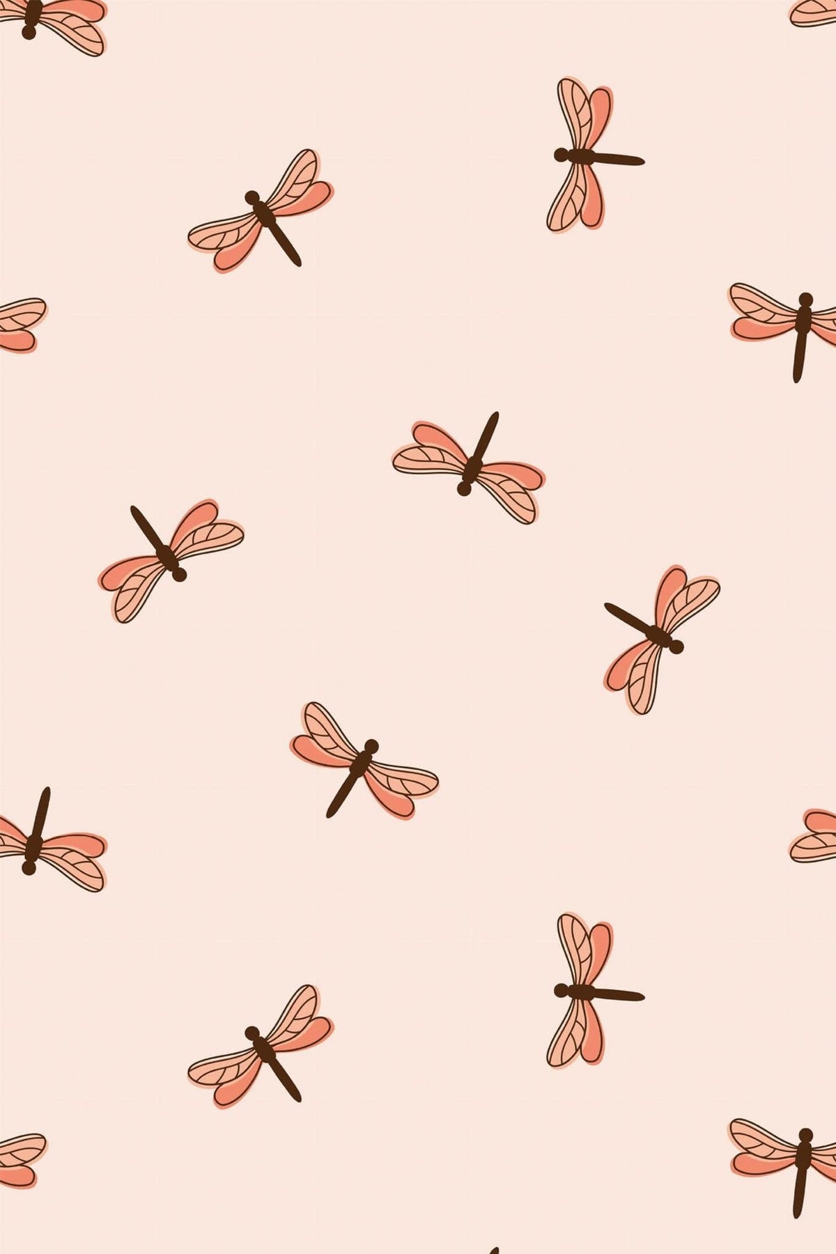 Libellules Corail Sur Rose, le motif seul