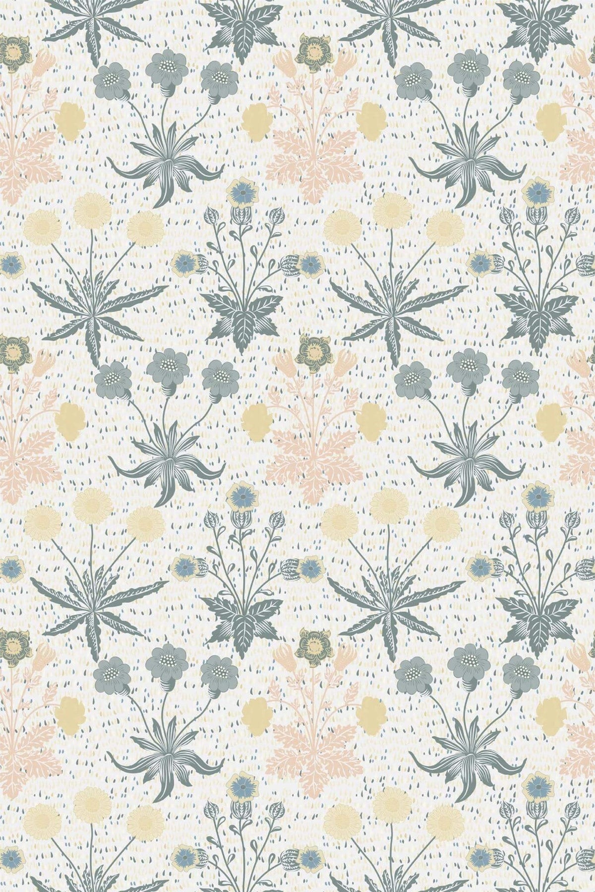 Fleurettes Bleu Gris sur Crème, le motif seul