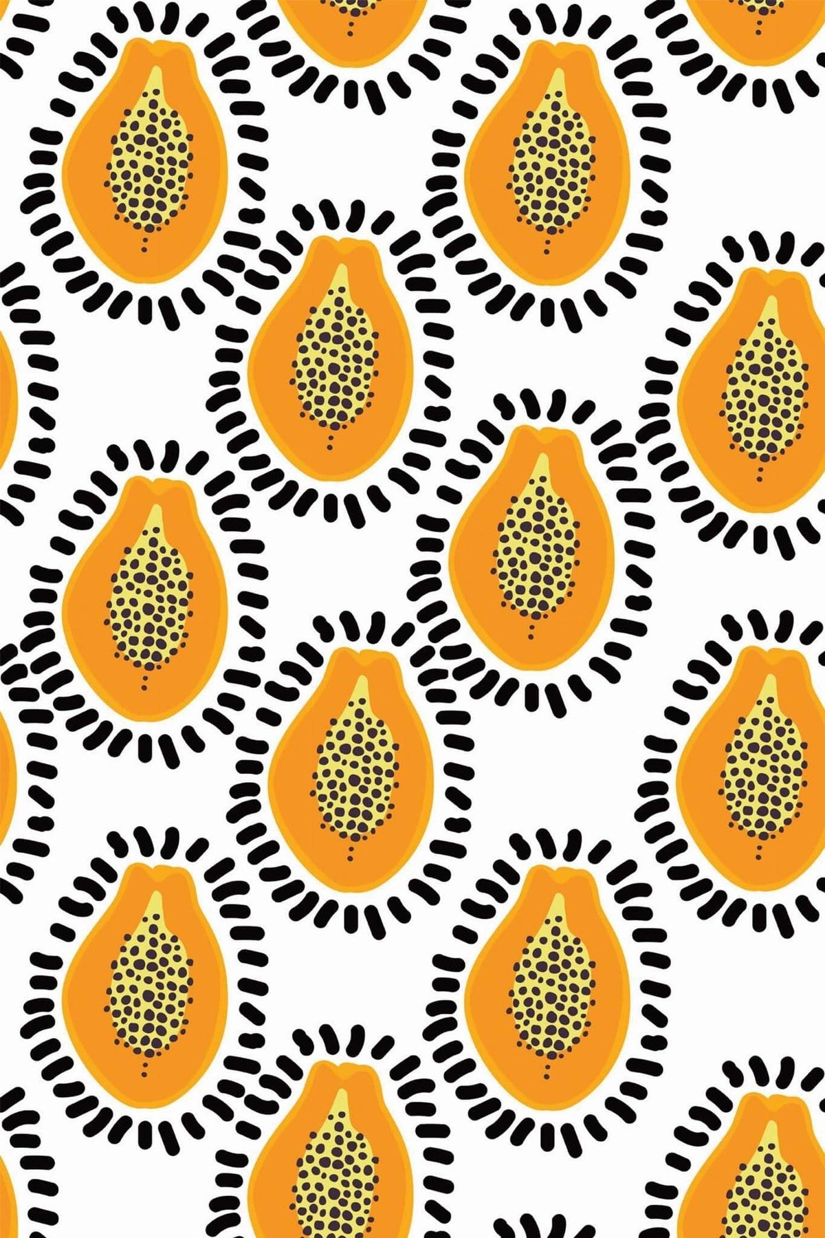 Papayes Orange sur Blanc, aperçu aux dimensions saisies