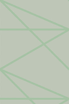 Le motif à plat : de fines lignes vert amande formant de grands triangles sur un fond vert sauge pâle.
