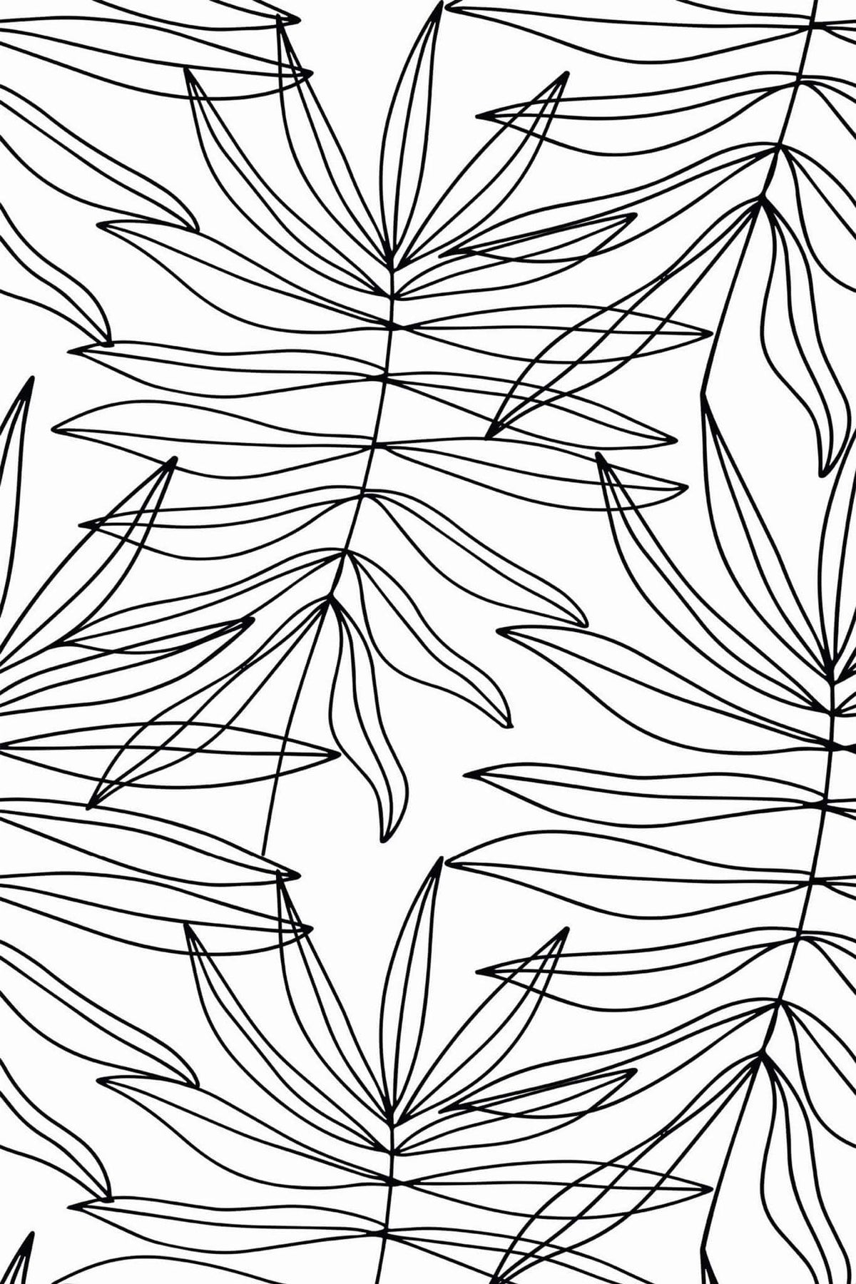 Palmes à l'Encre Noire Noirblanc, le motif seul