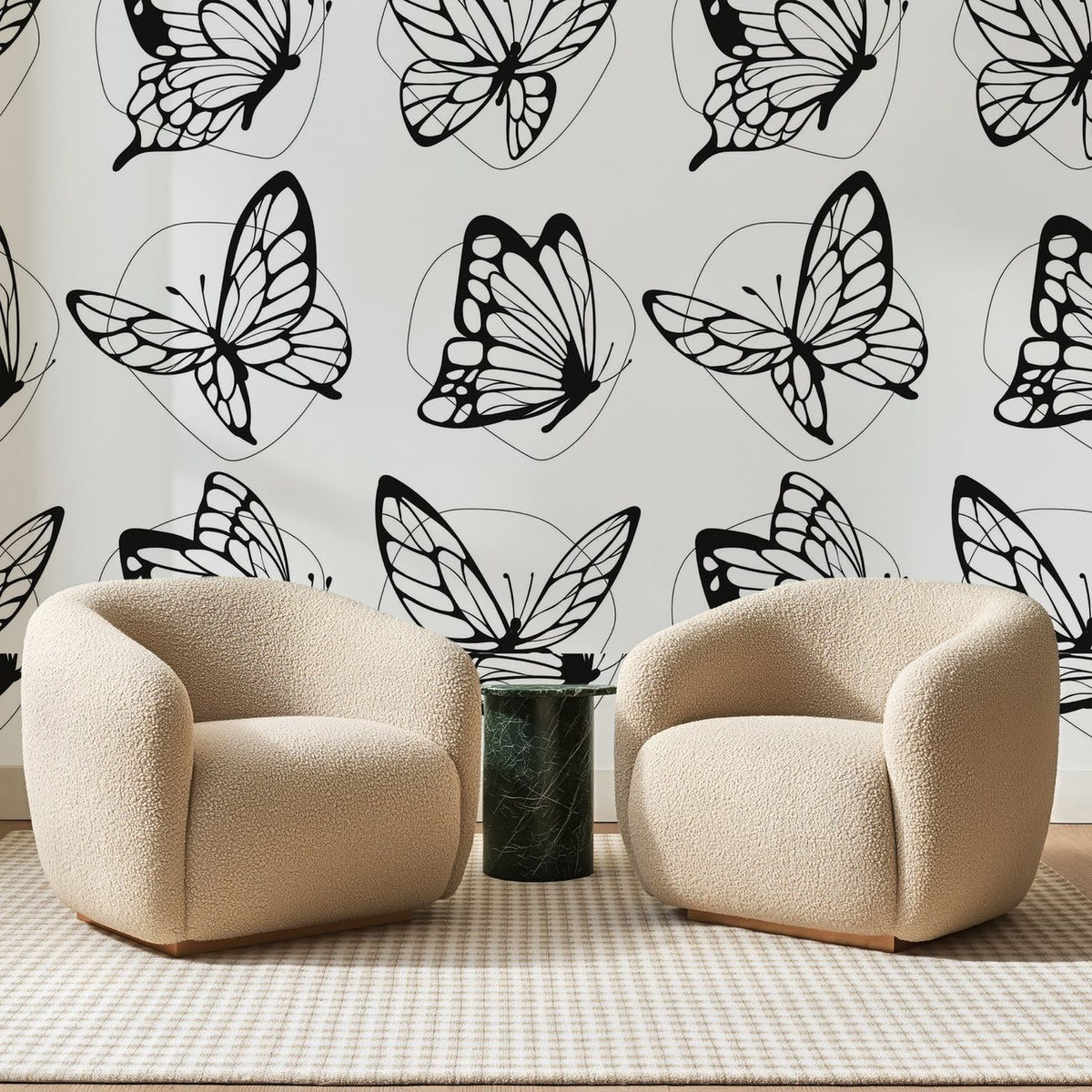 Papillons Noirs sur Blanc, en situation