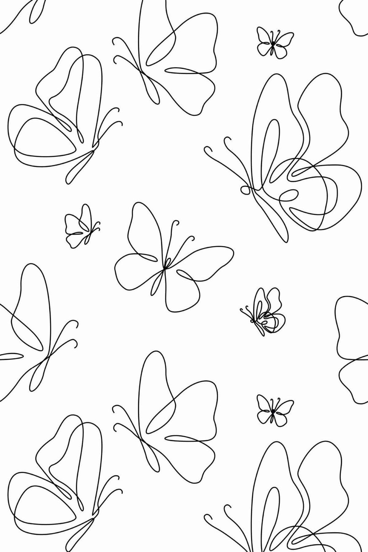 Papillons au Trait Noir, le motif seul