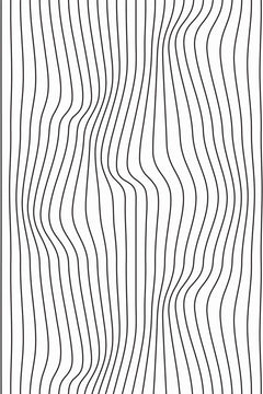 Le décor à plat : de fines lignes noires verticales qui ondulent sur un fond blanc.