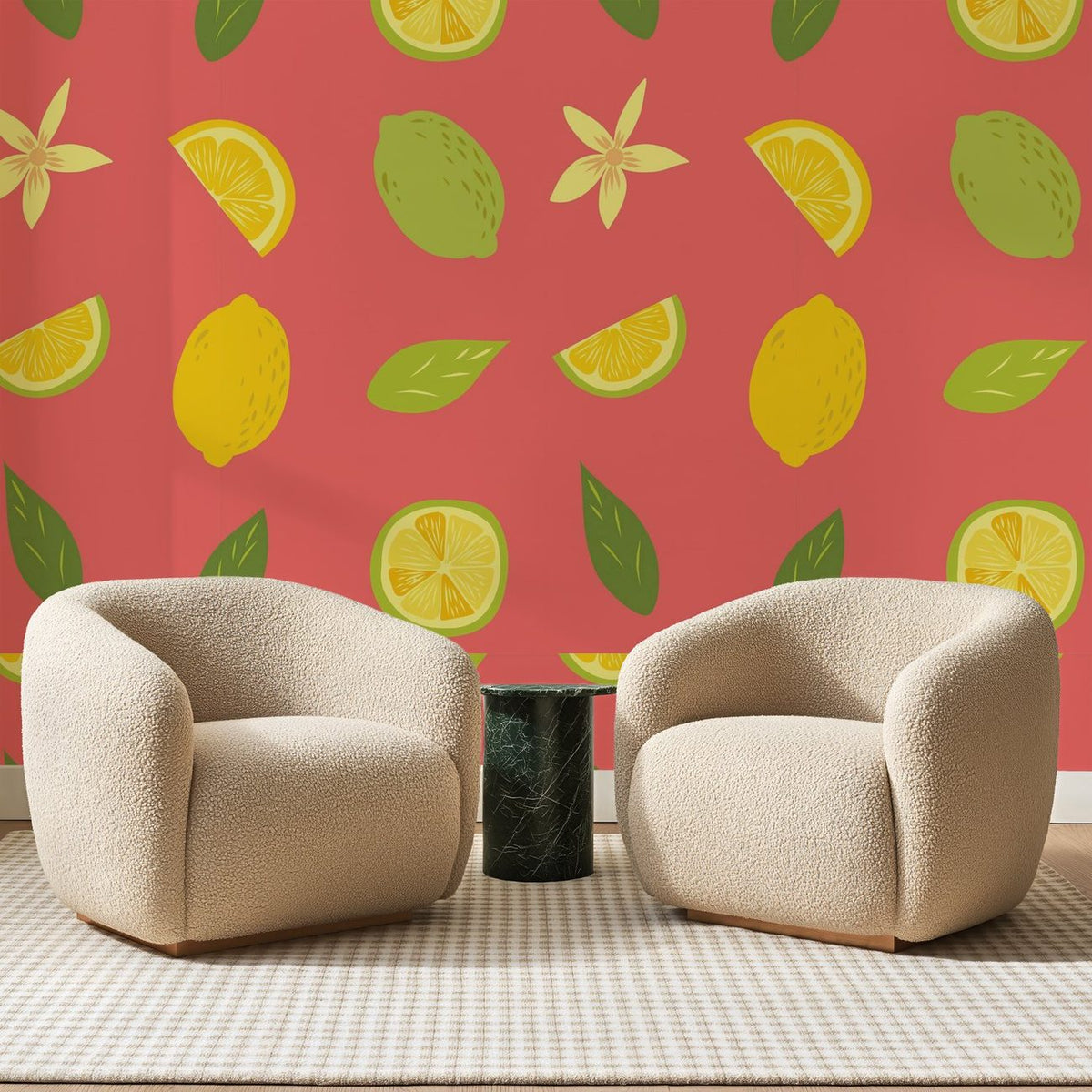 Citrons sur Rose Corail, en situation