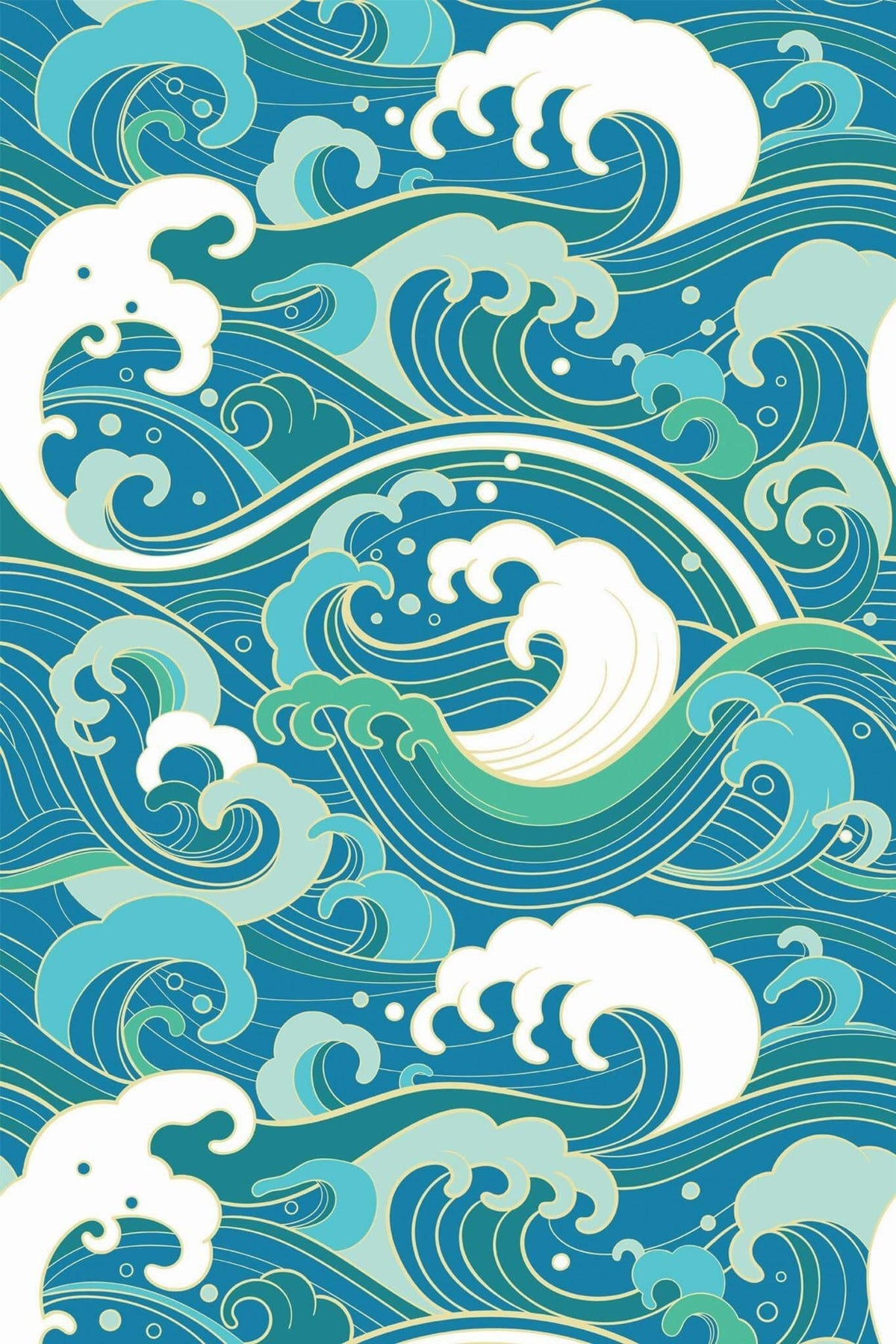 Vagues Déferlantes Bleu Océan, le motif seul