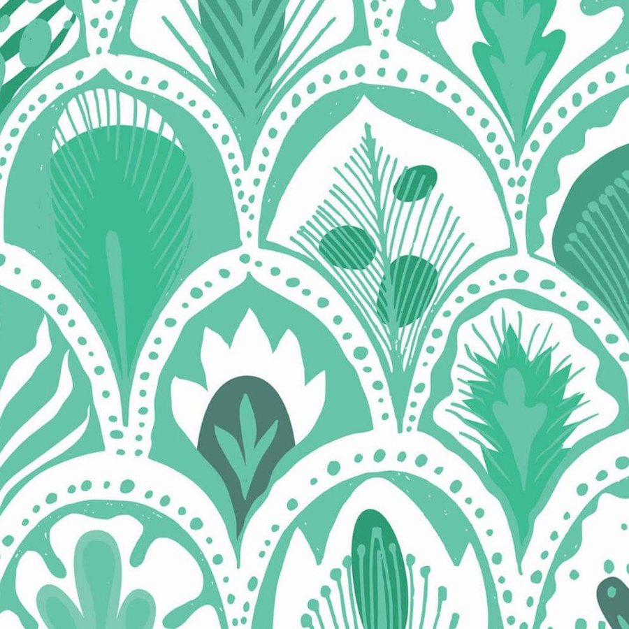 Écailles Feuillues Vert Jade, le motif seul
