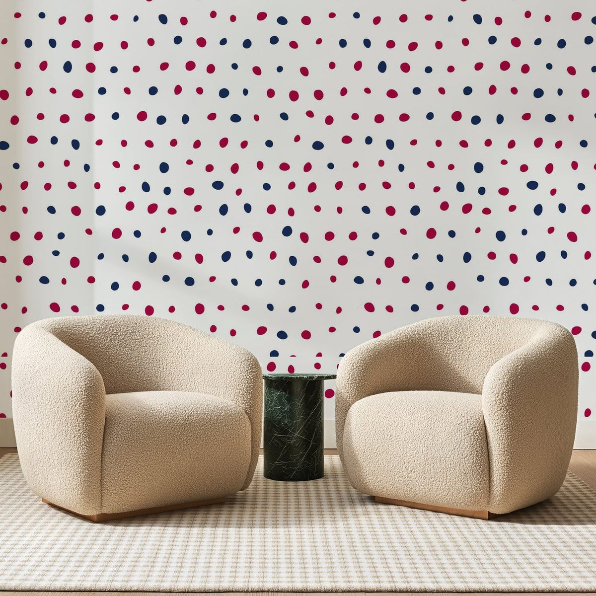 Pois Peints Framboise et Marine, en situation