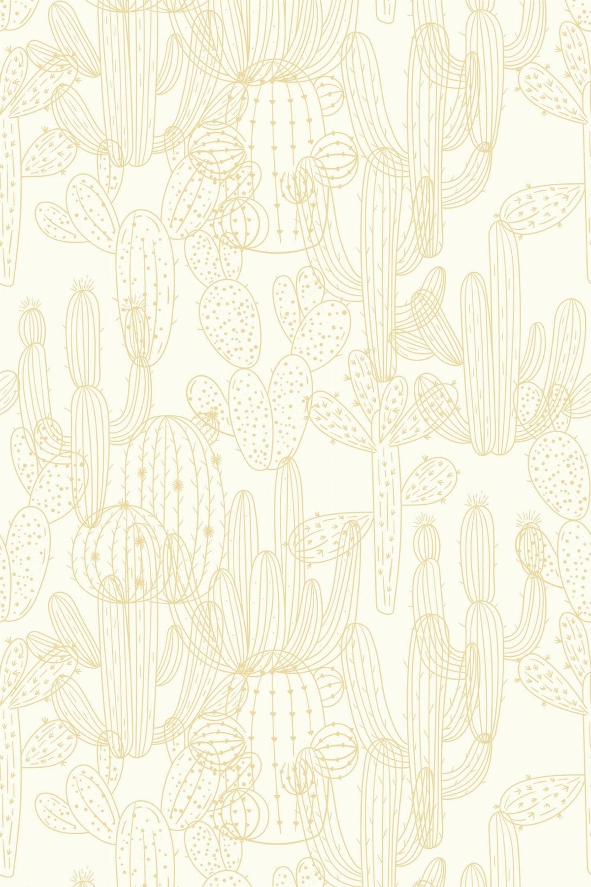 Cactus Dorés Fond Crème, aperçu aux dimensions saisies