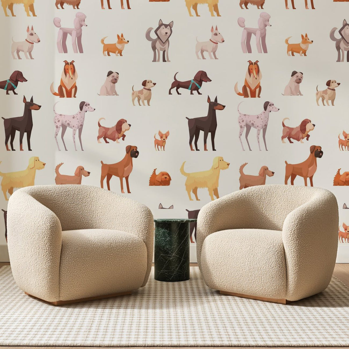 Défilé de Chiens Beige, en situation
