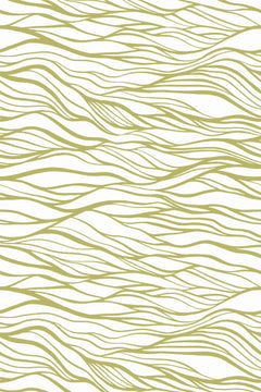 Le décor à plat: fines lignes vert olive formant des ondes horizontales sur un fond blanc.