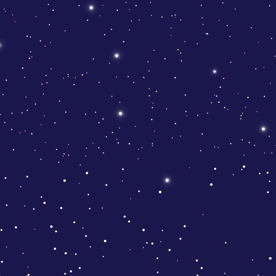 Gros plan sur l'impression : points blancs nets et halos dégradés sur le bleu indigo.
