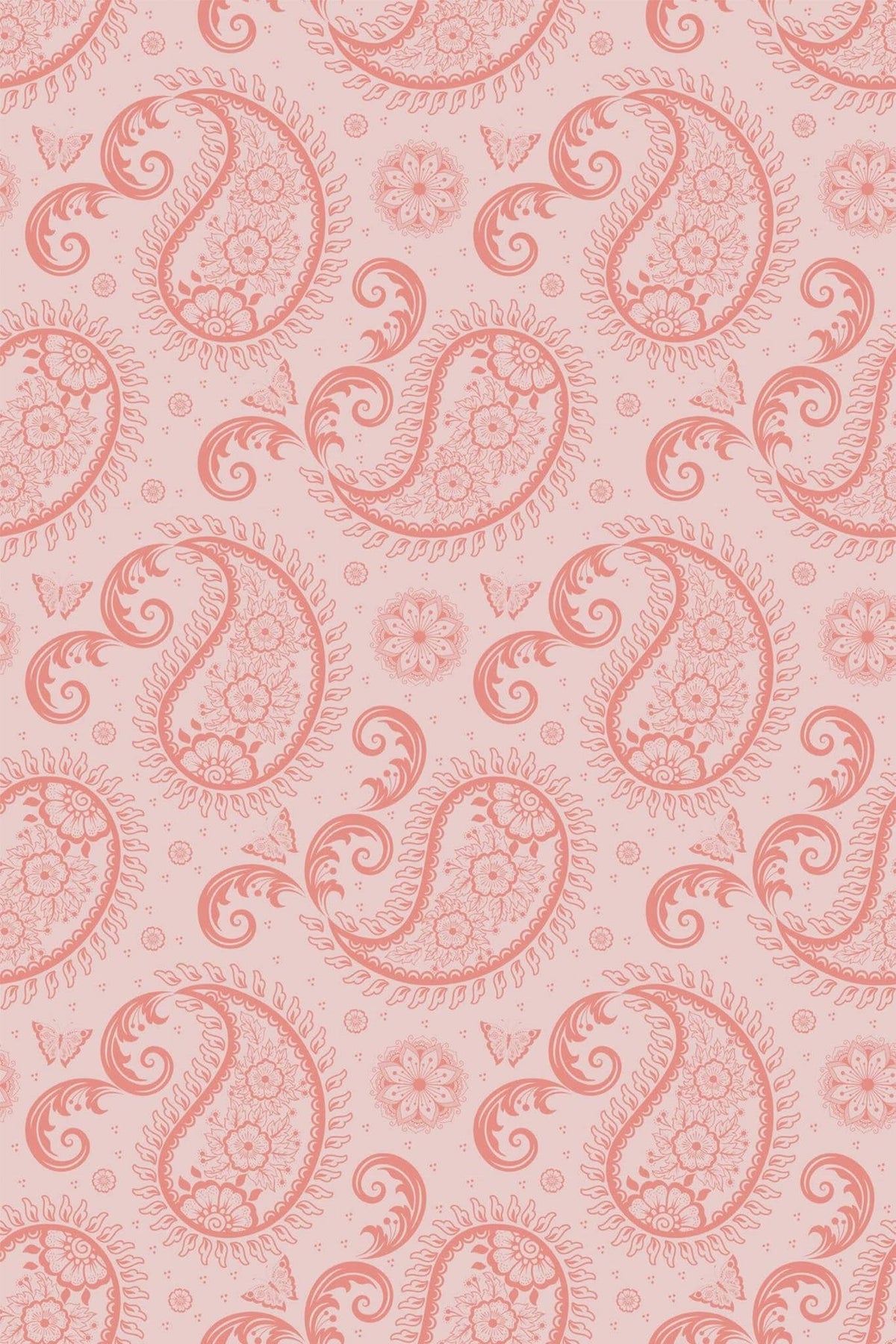 Cachemire Corail sur Rose Poudré, le motif seul