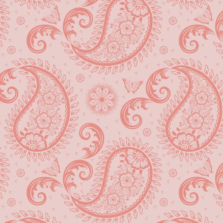 Cachemire Corail sur Rose Poudré, le motif seul