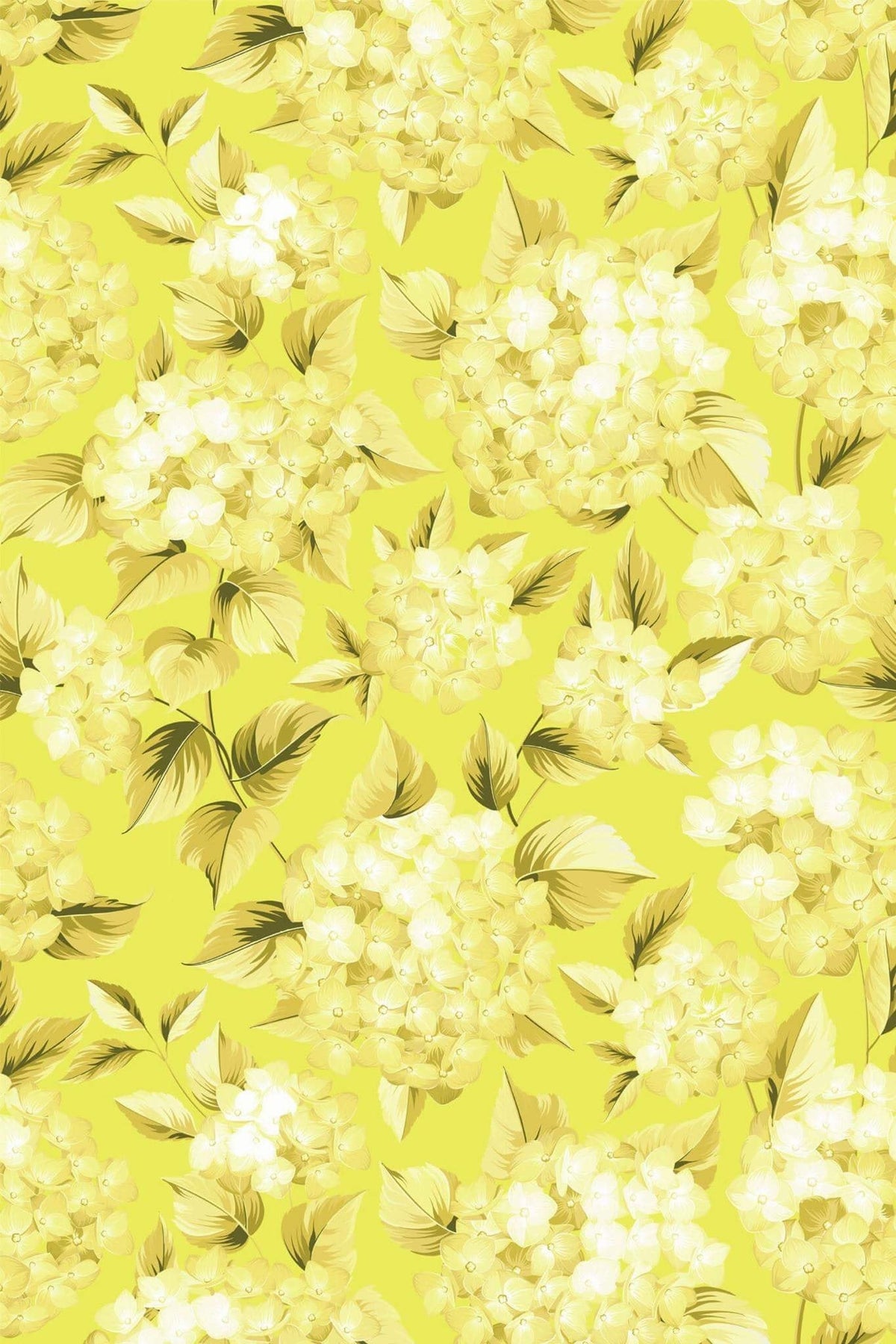 Hortensias Jaune Citron, le motif seul