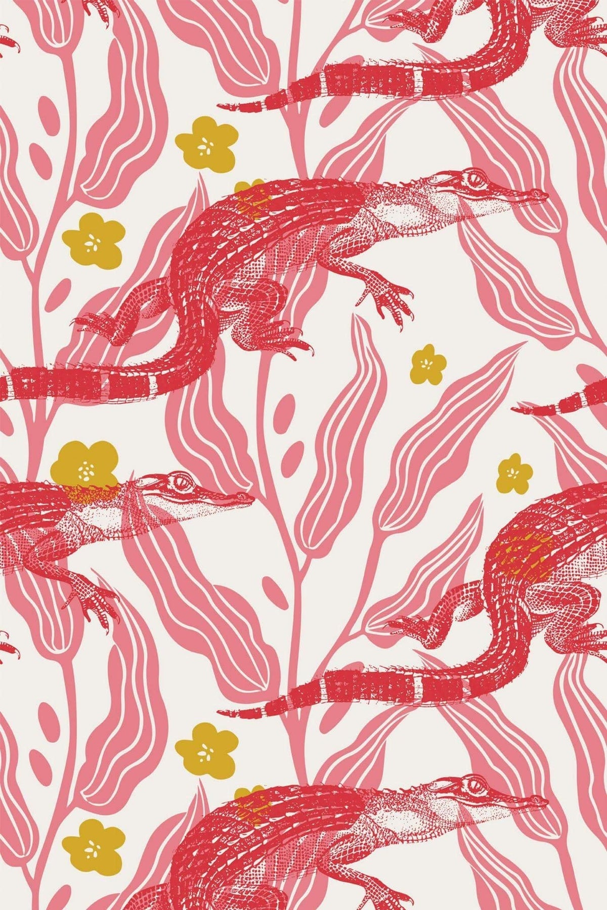 Crocodiles Framboise sur Crème, le motif seul
