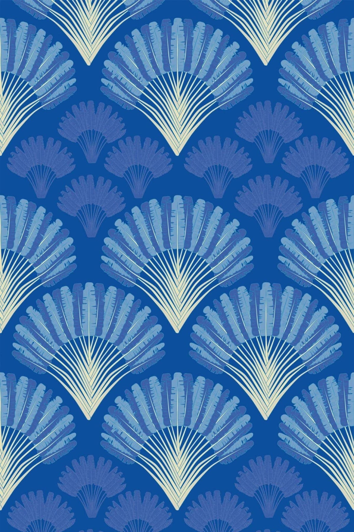 Éventails Art Déco Bleu Roi, le motif seul