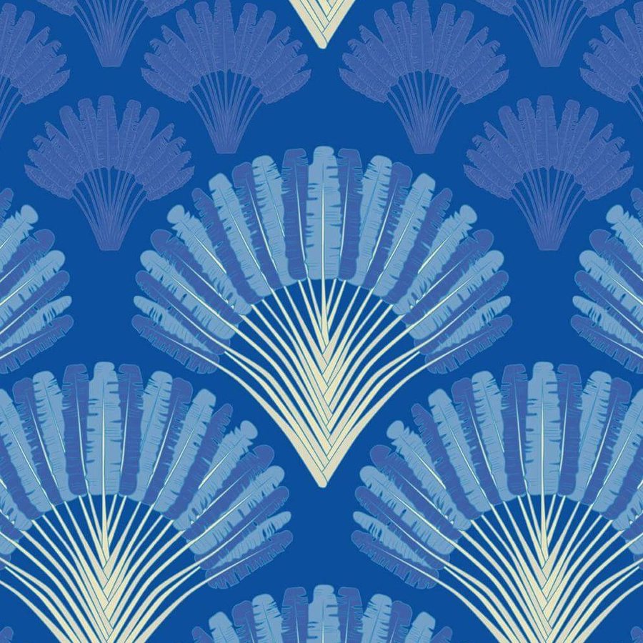 Éventails Art Déco Bleu Roi, le motif seul