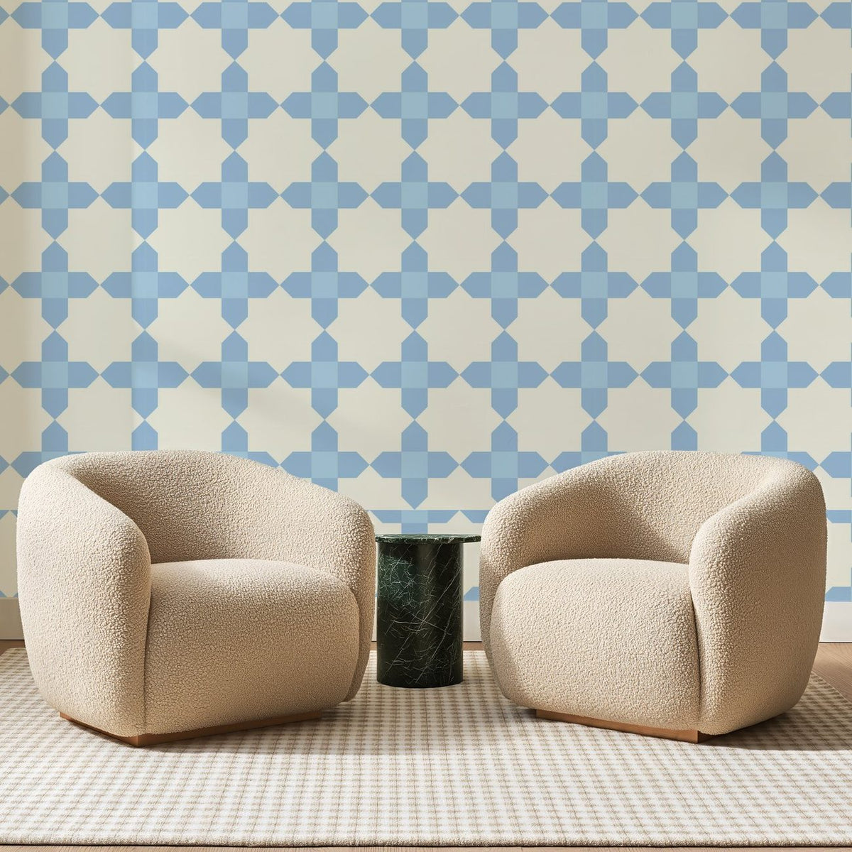 Carreaux Étoilés Bleu Ciel, en situation