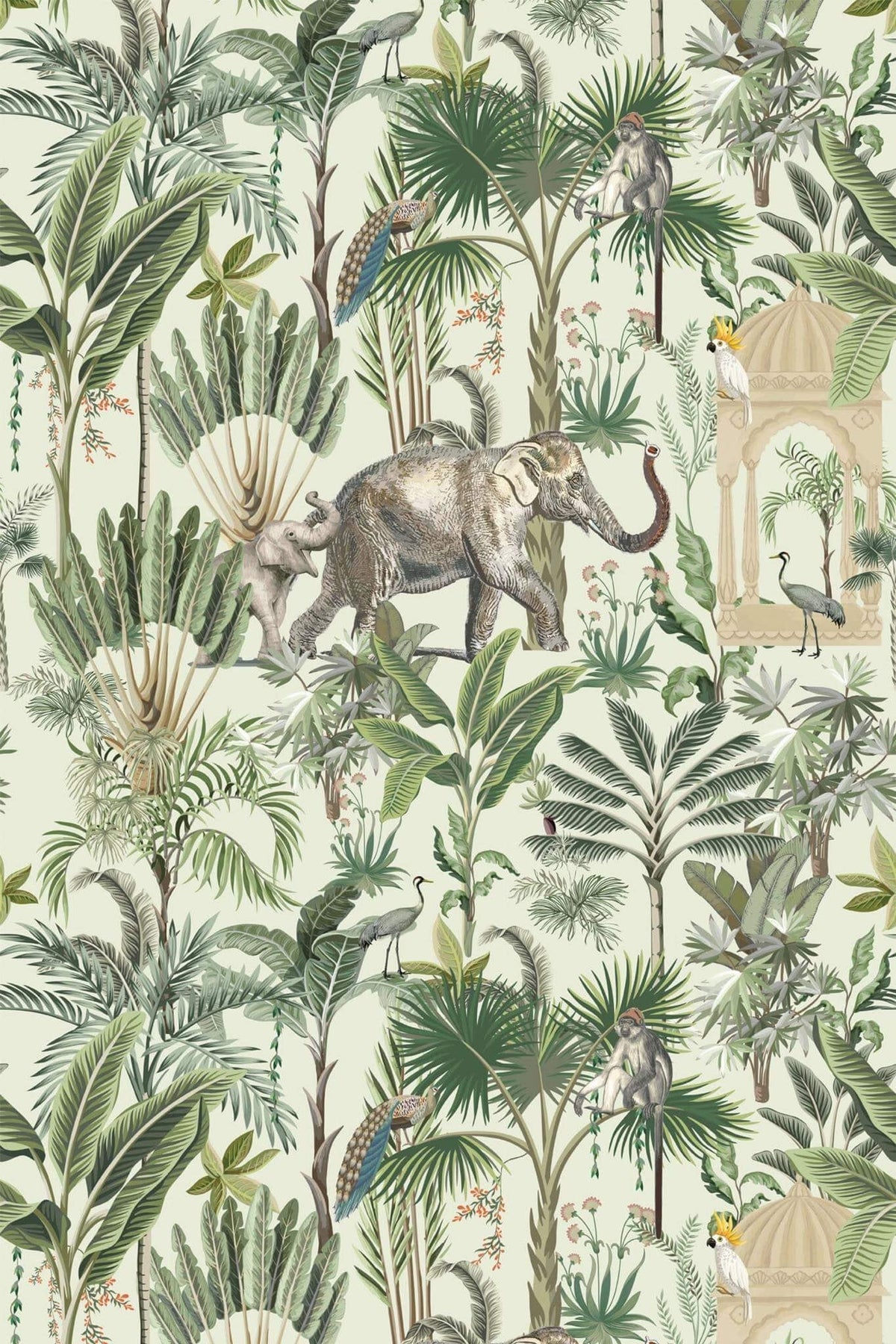 Jardin aux Éléphants Vert Pâle, le motif seul