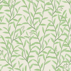 Gros plan de l'impression : la trace du pinceau dans une feuille verte et les bourgeons en grappe au sommet d'une tige.