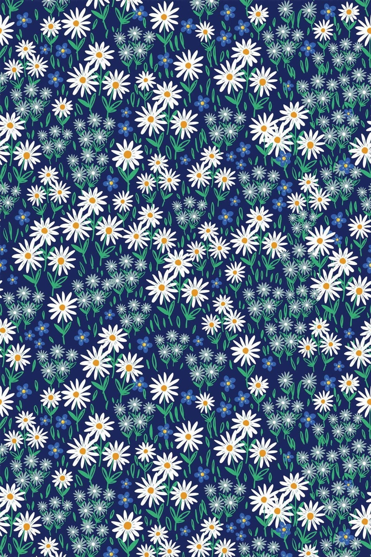 Marguerites sur Bleu Marine, aperçu aux dimensions saisies