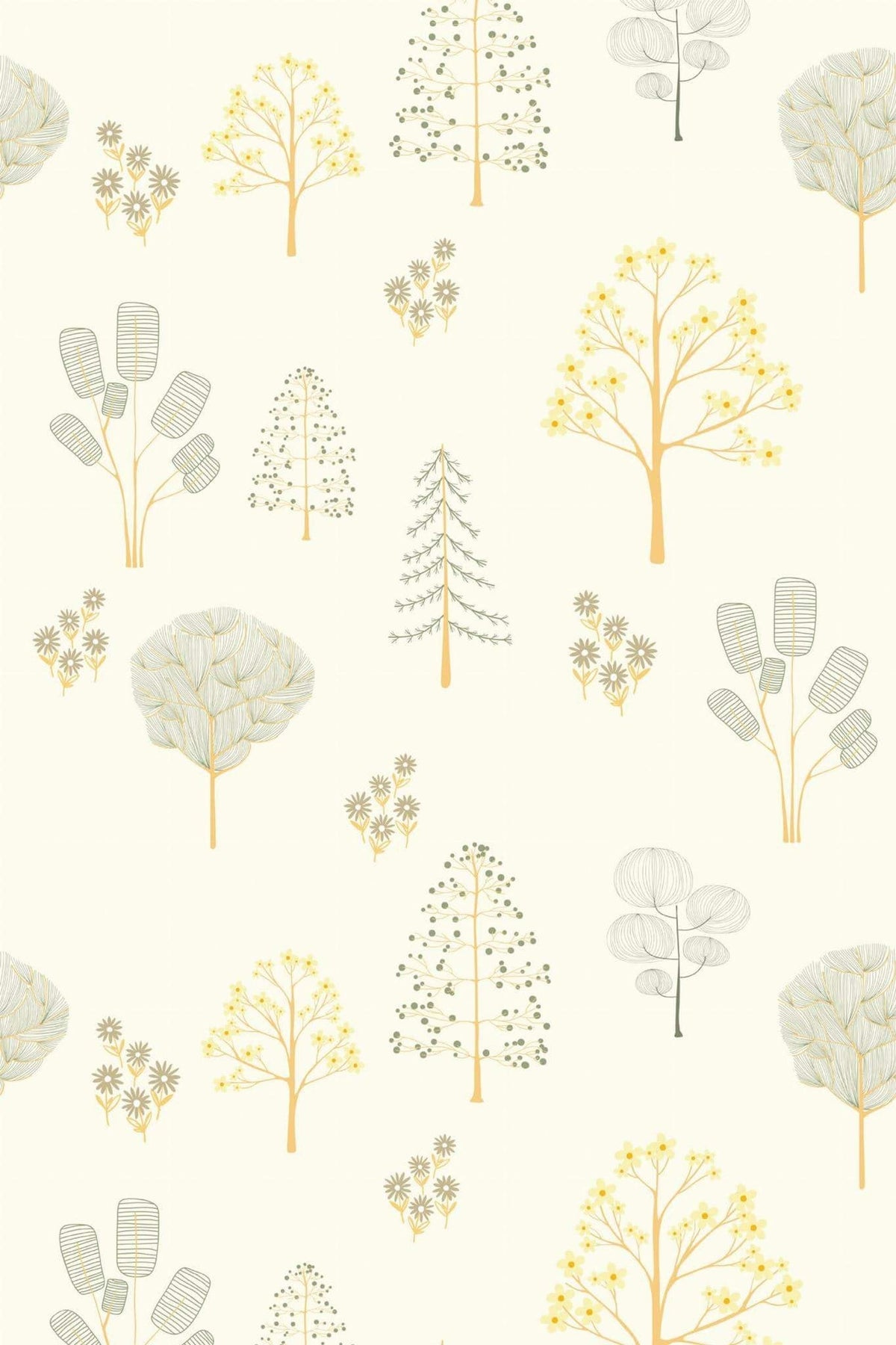 Bosquet Fleuri Jaune Paille, le motif seul