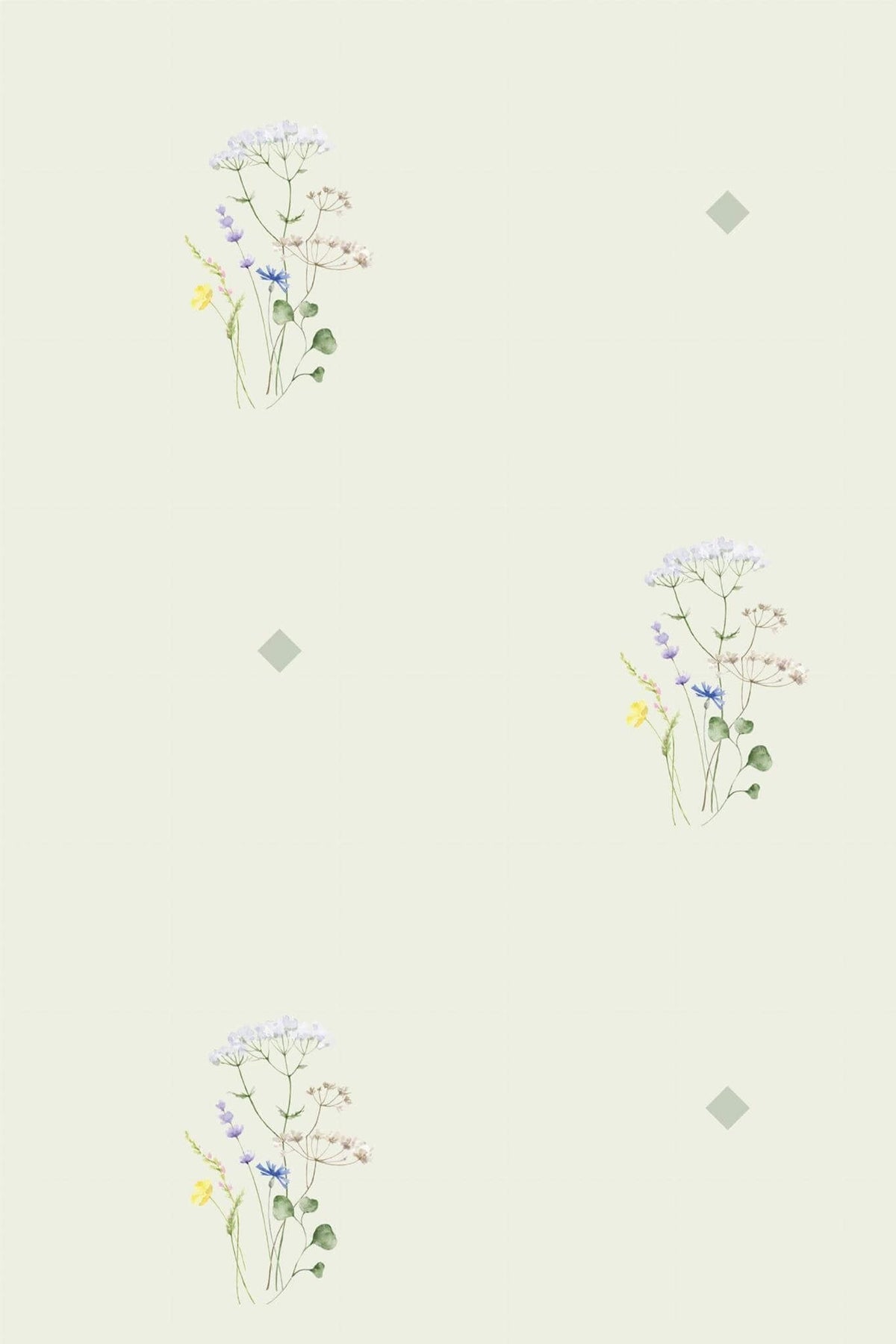 Bouquets Champêtres Vert Pâle, le motif seul