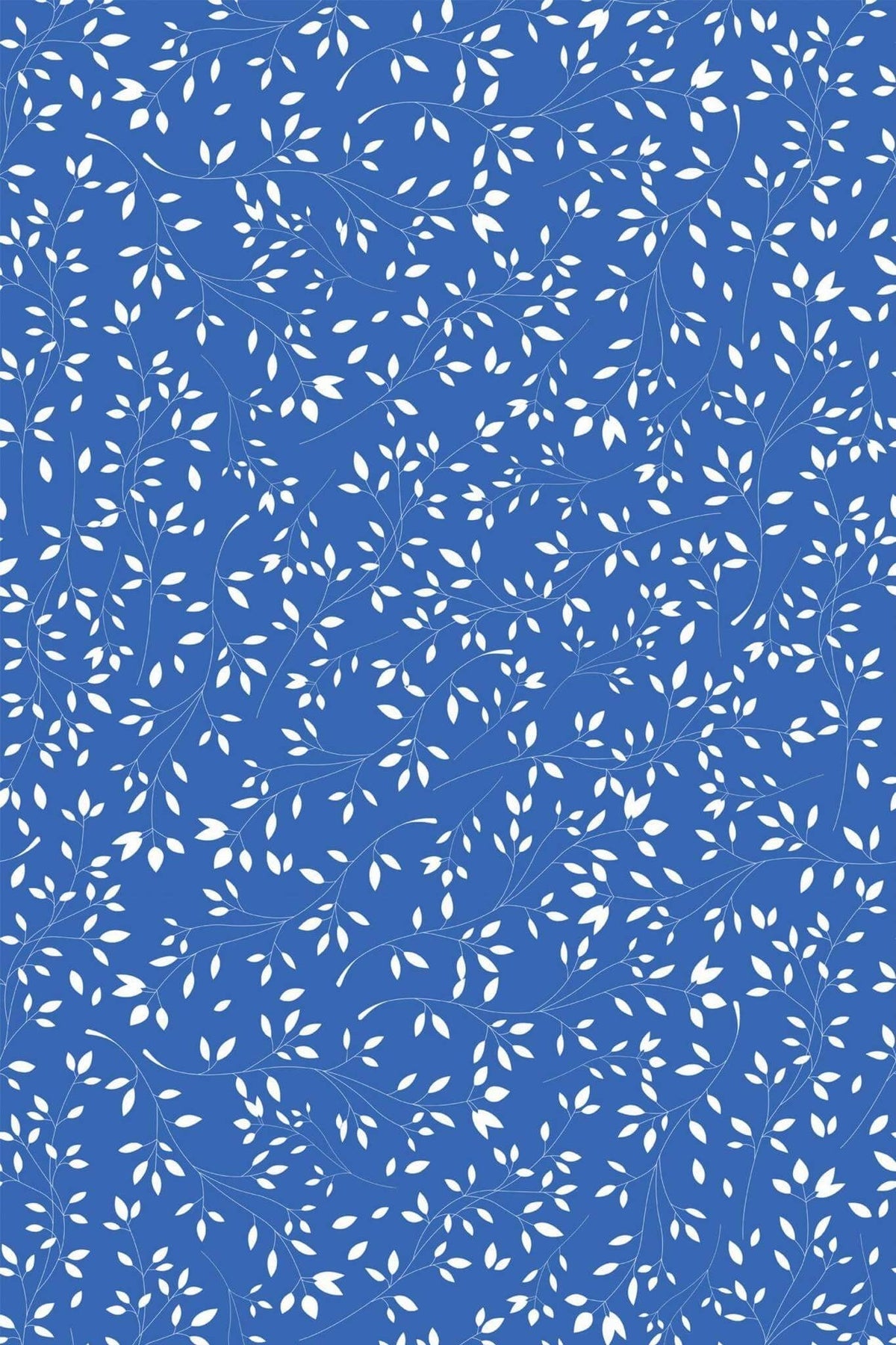 Petites Feuilles Blanches Bleu Roi, le motif seul