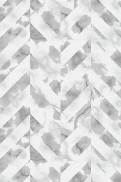 Le motif à plat : bandes en chevrons remplies d'un lavis gris nuagé sur fond blanc.