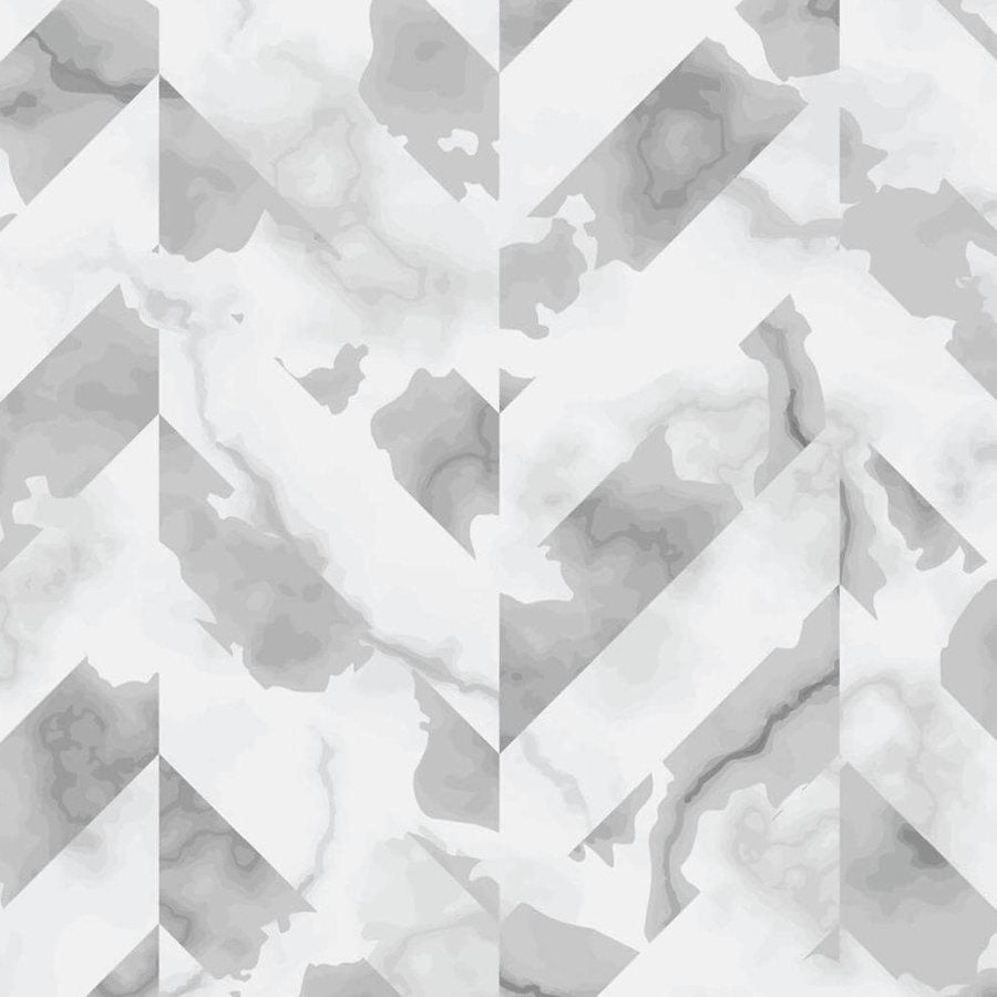 Gros plan de l'impression sur une pointe de chevron, veines grises diffuses et bord de bande net.