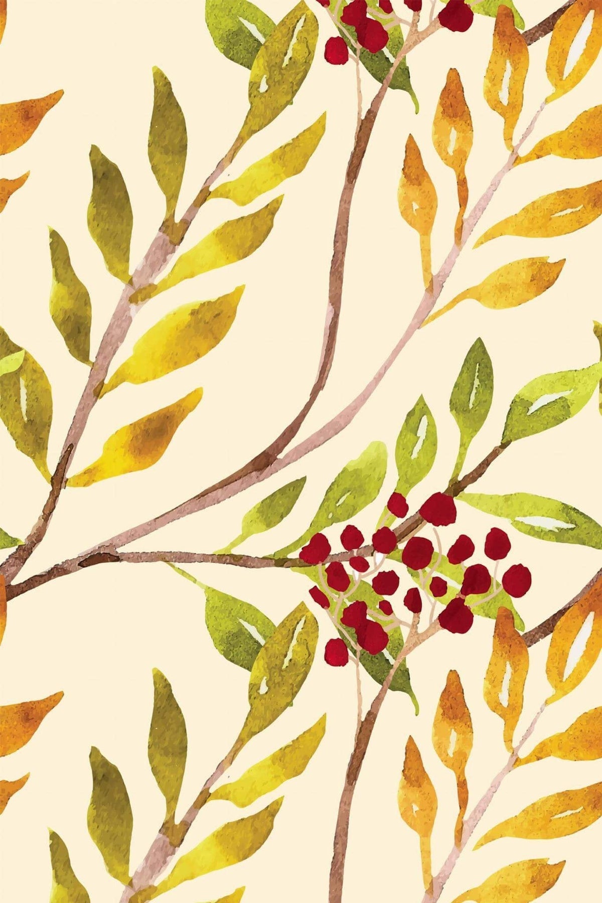 Branches de Sorbier Ambrées, le motif seul