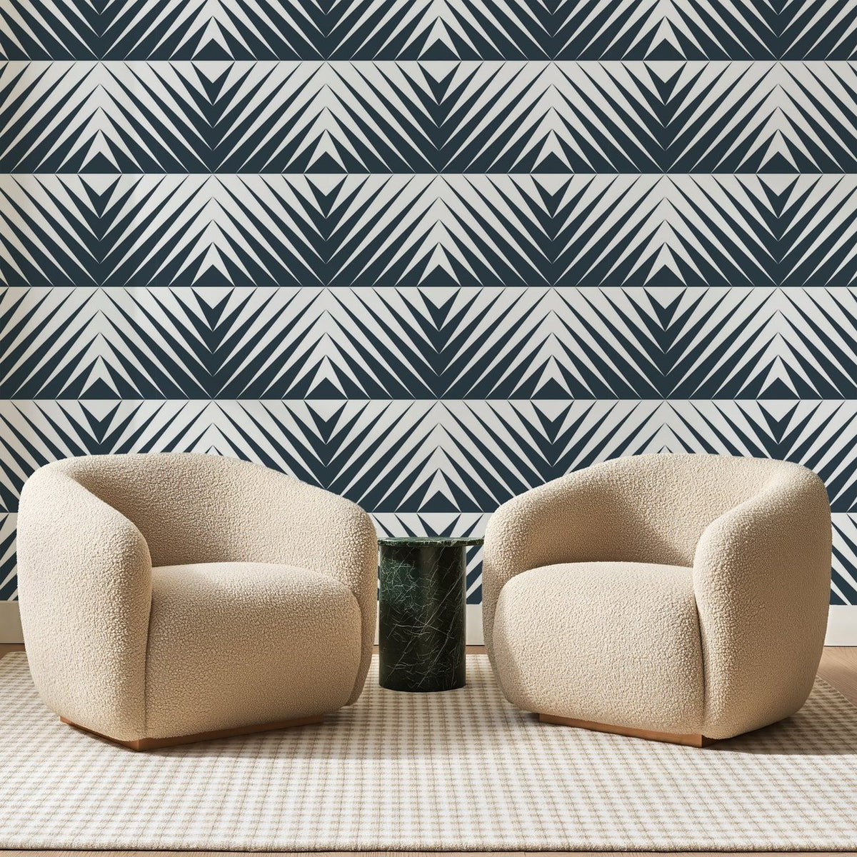 Chevrons Rayés Bleu Ardoise, en situation