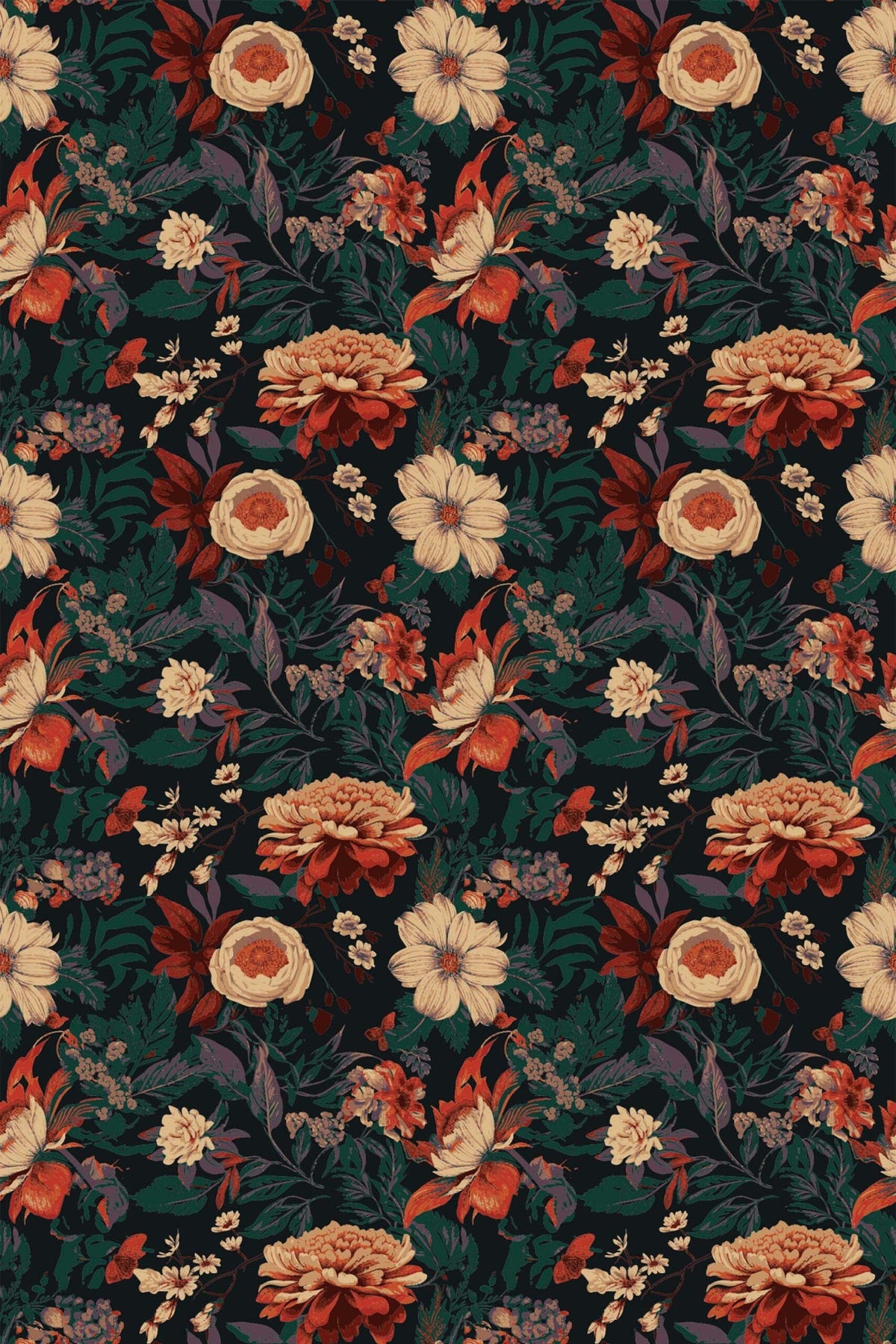 Jardin Nocturne Brique et Crème, aperçu aux dimensions saisies