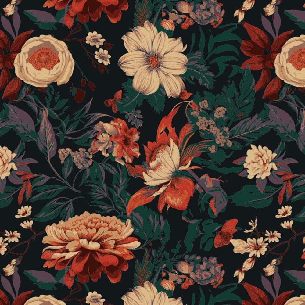 Jardin Nocturne Brique et Crème, le motif seul