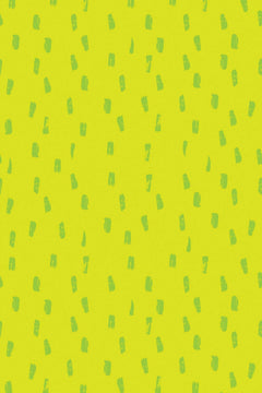 Le décor à plat : de petites touches vert pomme semées sur un fond vert chartreuse.