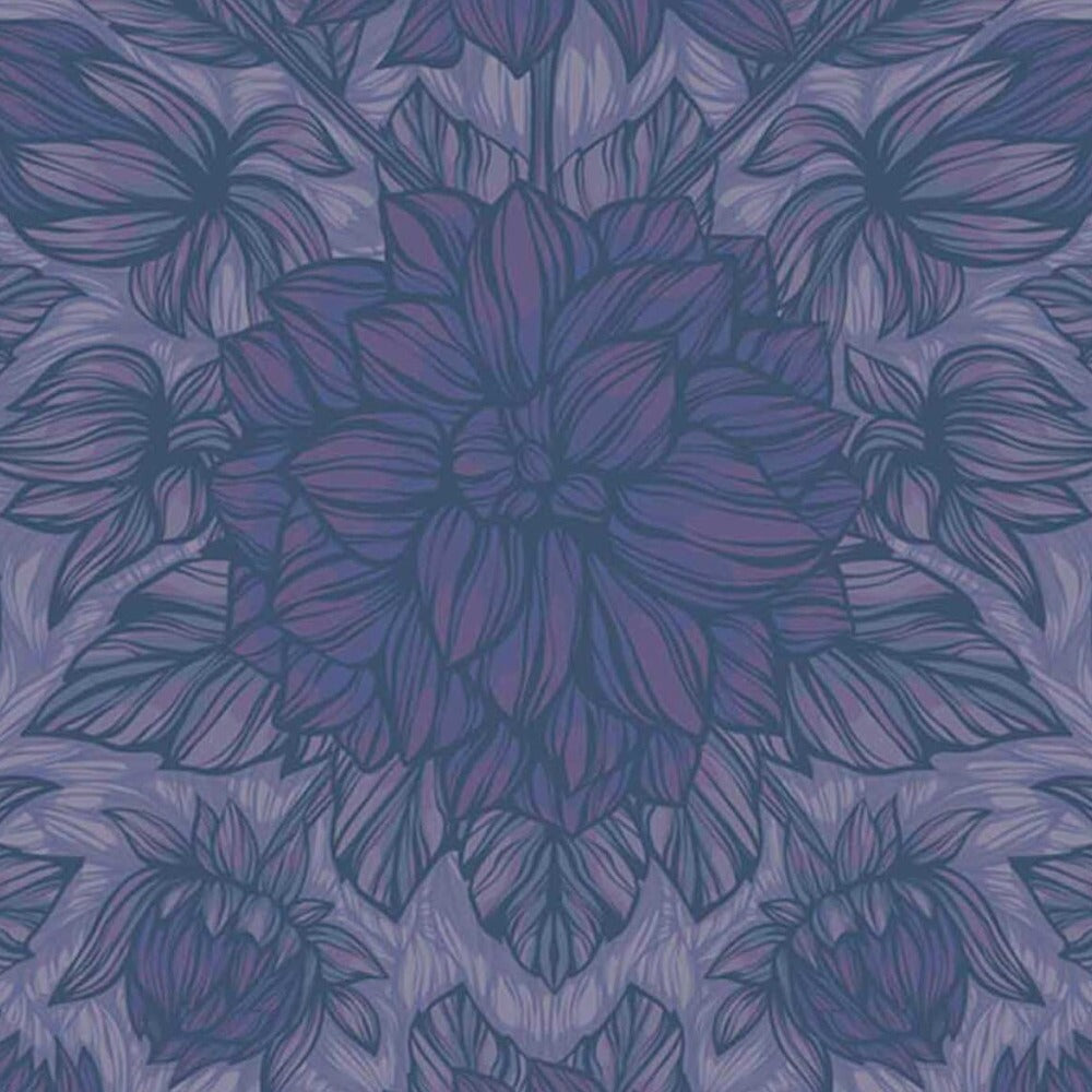 Dahlias au Trait Violet Ardoise, le motif seul