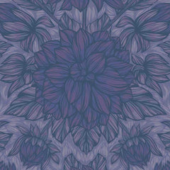 Gros plan de l'impression : fines lignes parallèles remplissant un pétale violet clair, à côté d'un cœur violet prune.