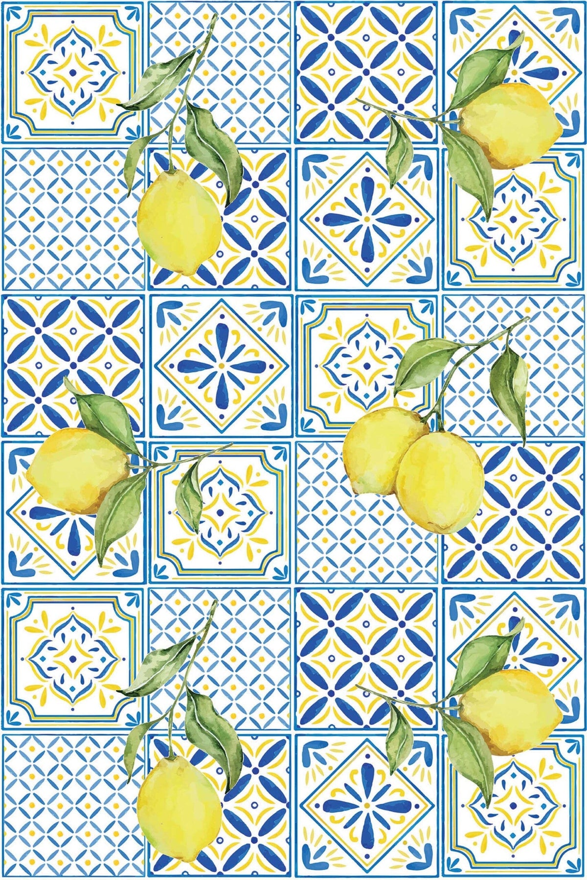 Citrons et Carreaux Bleu Roi, le motif seul