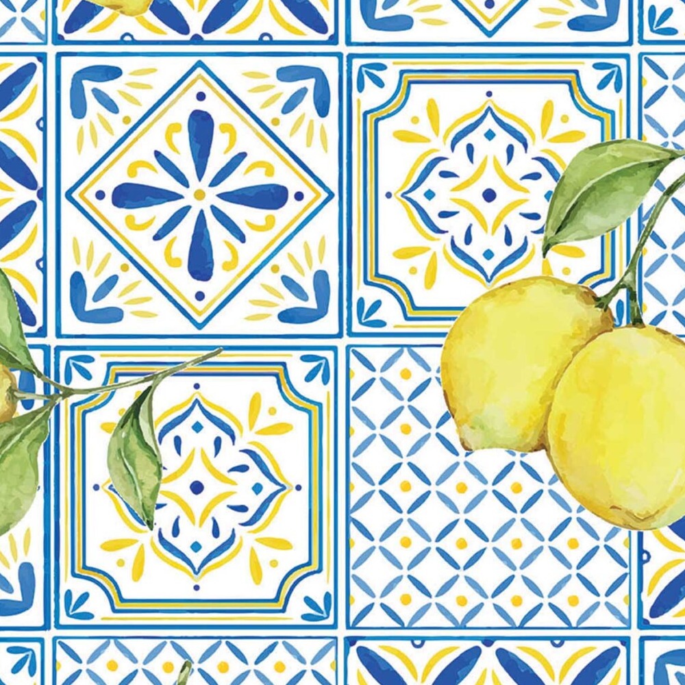Citrons et Carreaux Bleu Roi, le motif seul