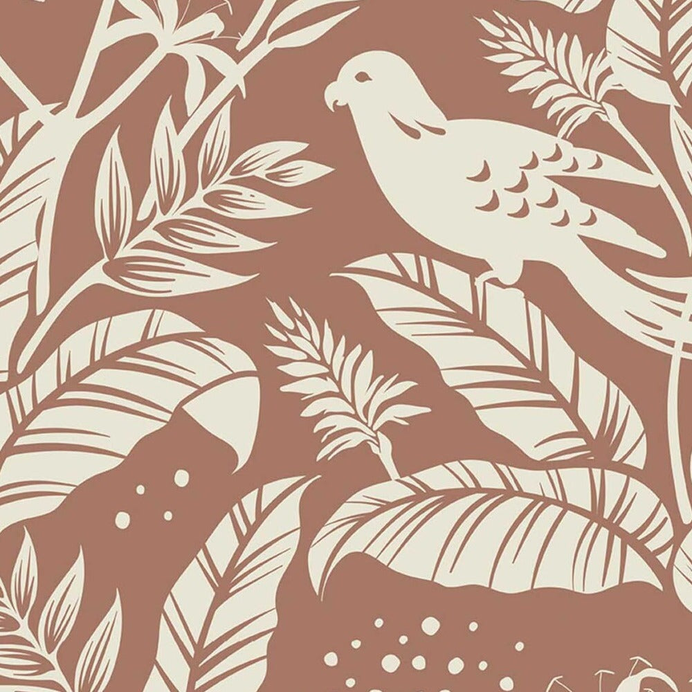 Perroquets et Bananiers Brun Rosé, le motif seul
