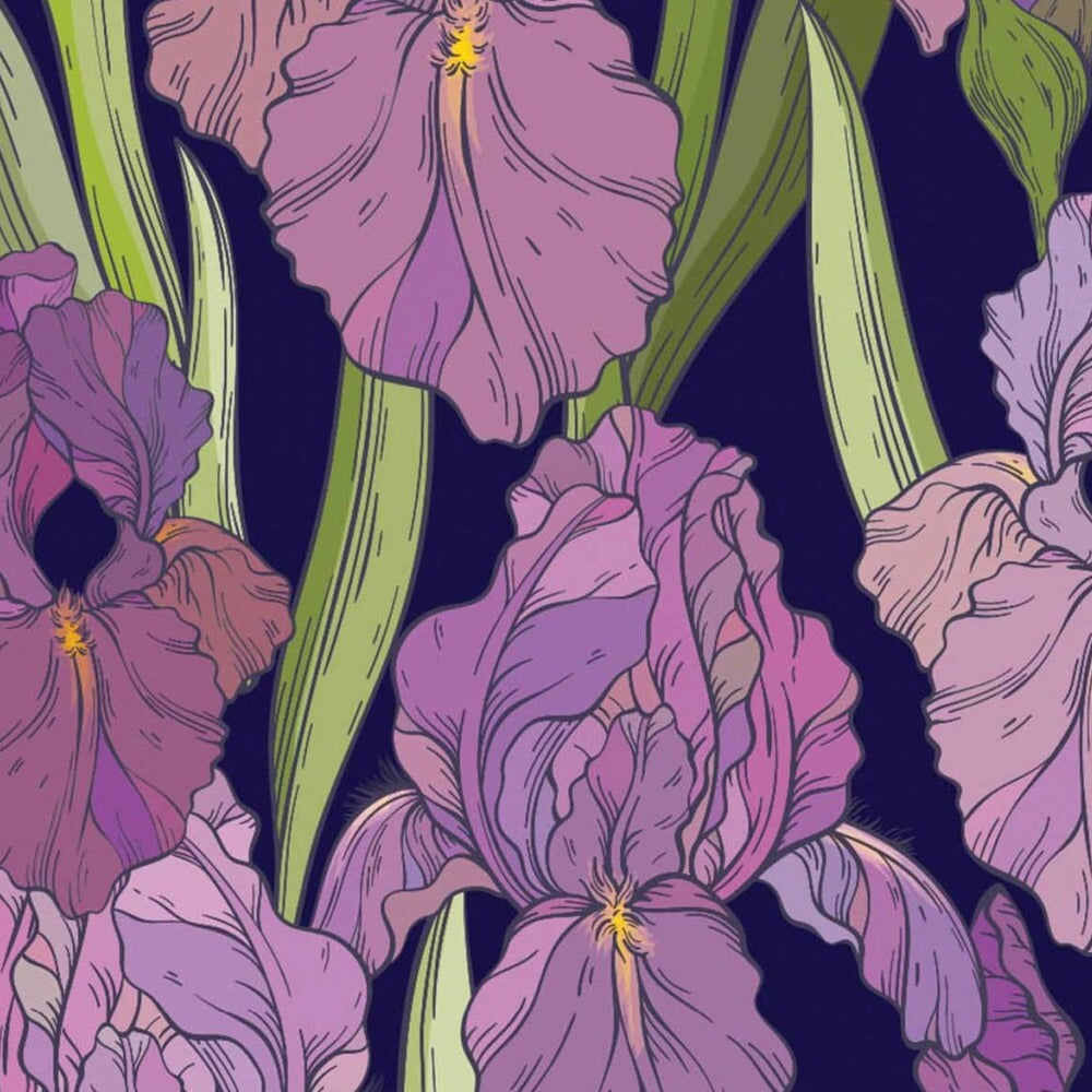 Iris Mauves sur Violet Nuit, le motif seul