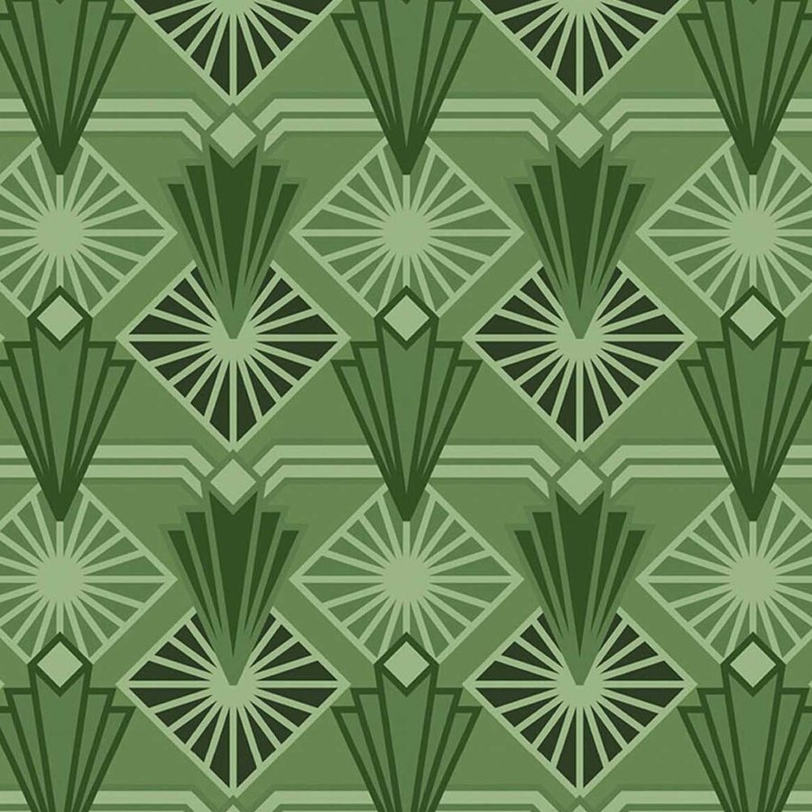 Éventails en Camaïeu de Verts, le motif seul