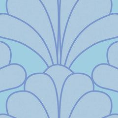 Gros plan de l'impression : le trait bleu régulier qui cerne deux pétales voisins.