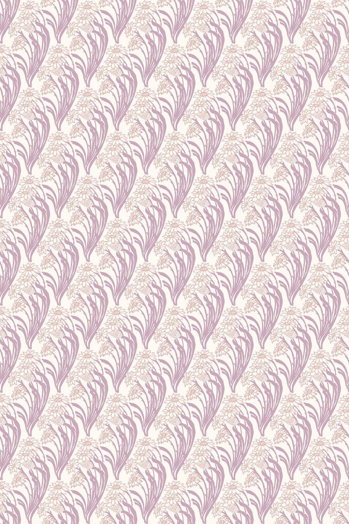 Feuillage Mauve et Fleurs Crème, le motif seul