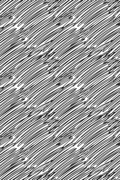 Le décor à plat : un griffonnage de traits noirs en diagonale sur un fond blanc.