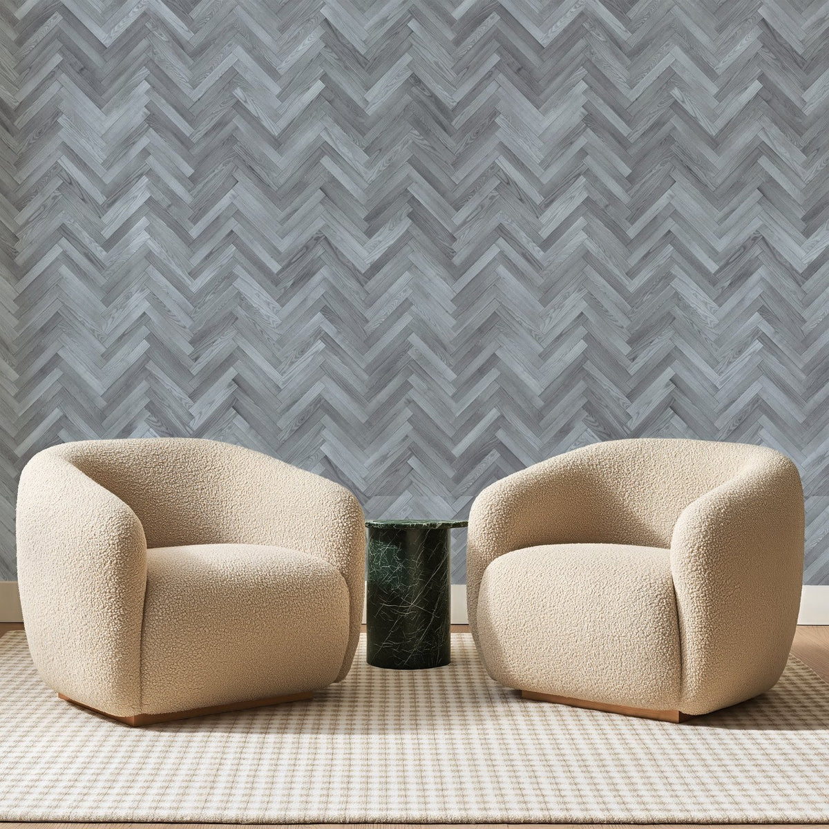 Parquet Bâtons Rompus Gris Perle, en situation