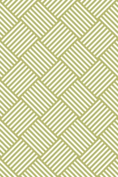 Le décor à plat : bandes hachurées vert olive entrelacées en damier diagonal sur fond blanc
