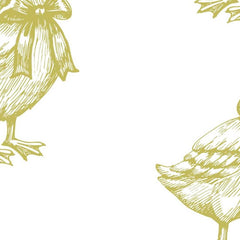 Gros plan de l'impression : les hachures dorées du plumage et le contour du nœud de ruban