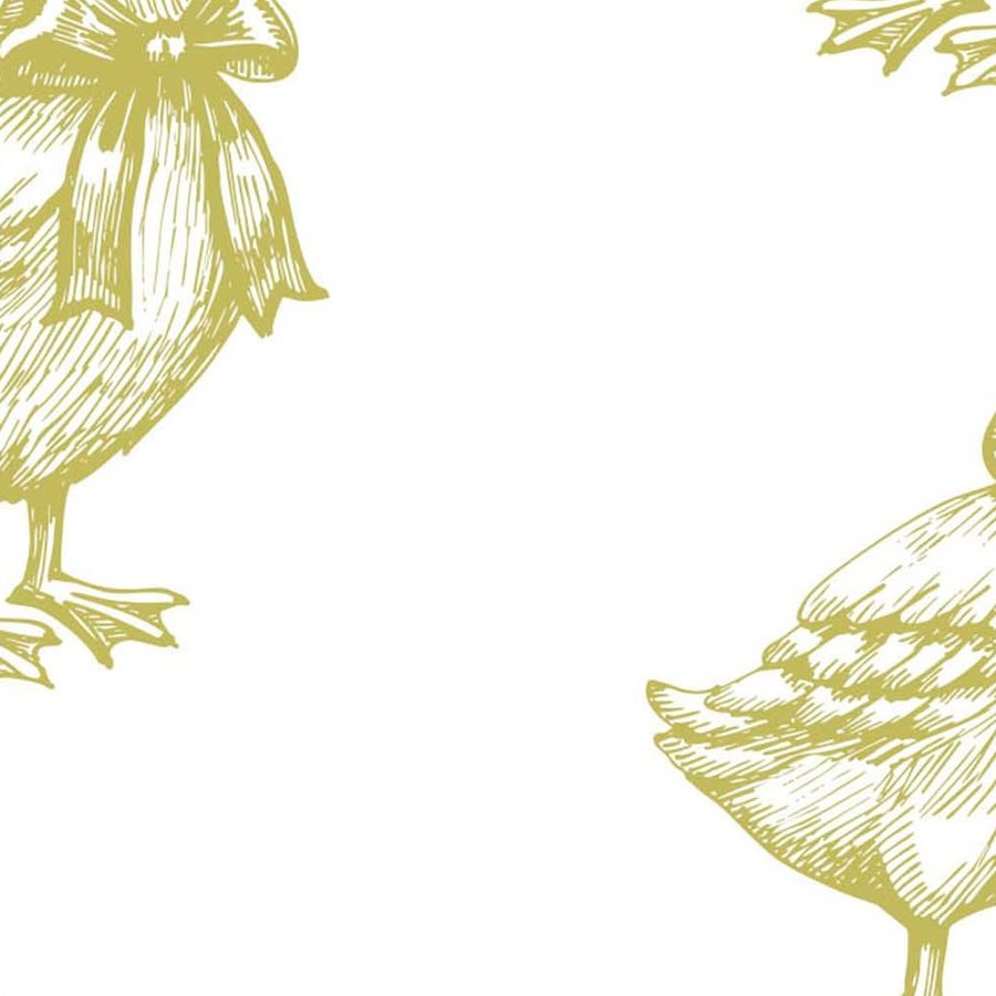 Gros plan de l'impression : les hachures dorées du plumage et le contour du nœud de ruban